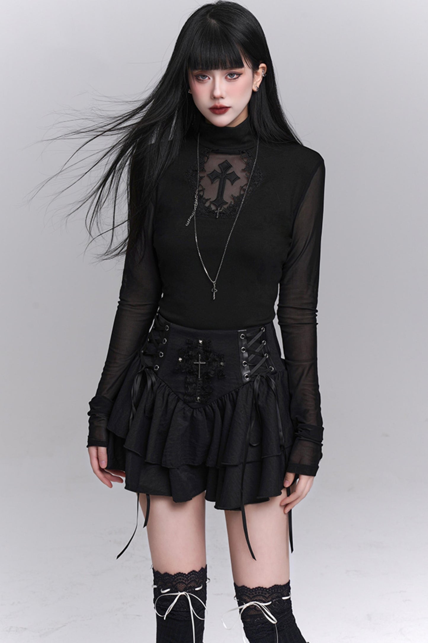 Gothic Black Slim Top