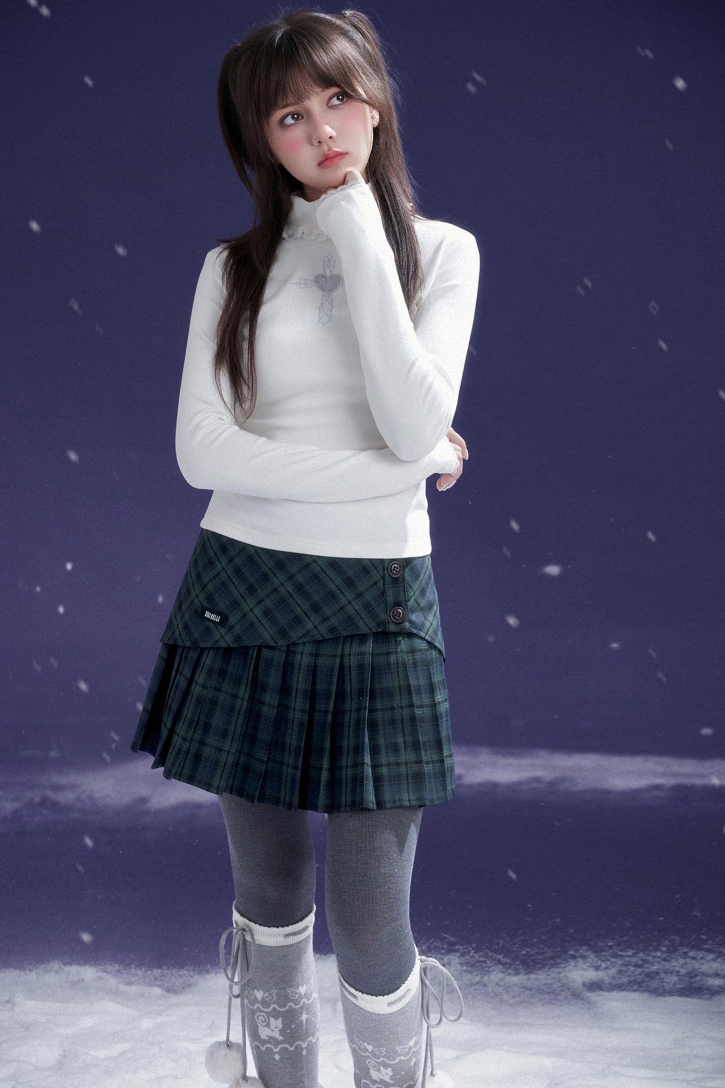 Romantic Green Pleated Skirt