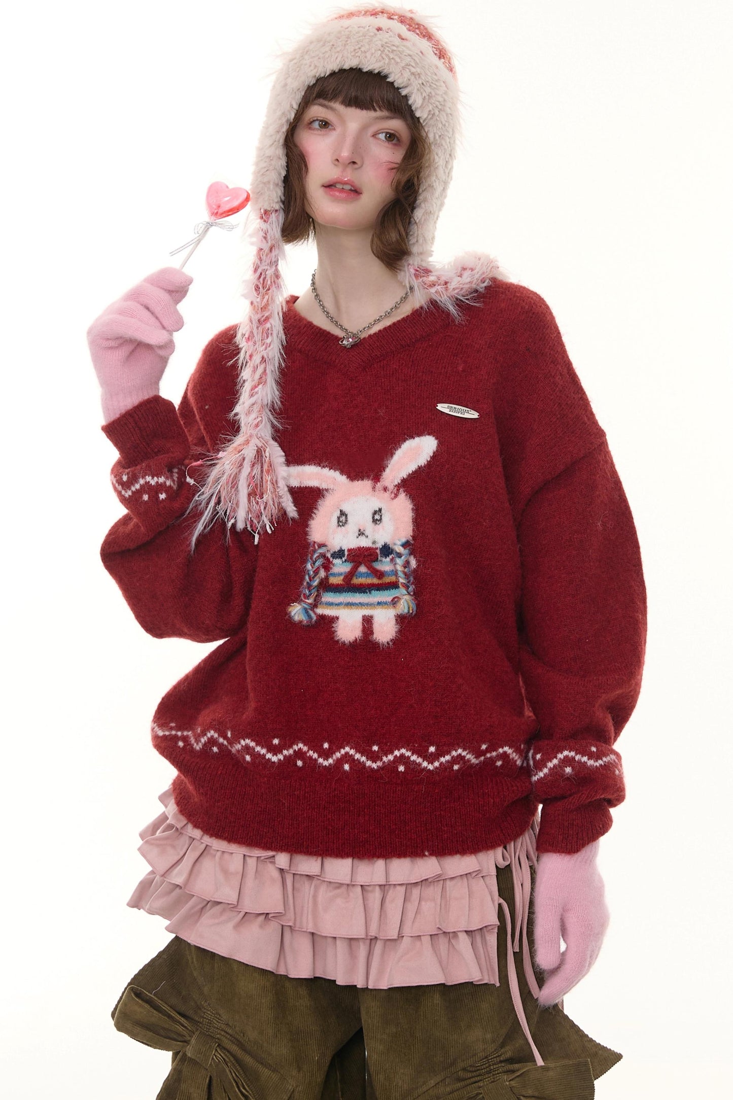 Soft Glutinous Lazy V-Neck Sweater