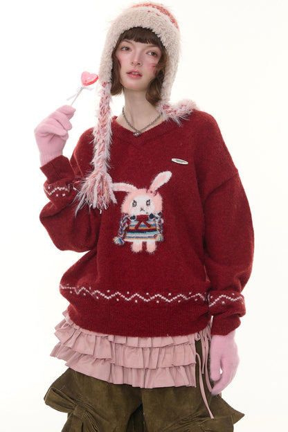 Soft Glutinous Lazy V-Neck Sweater