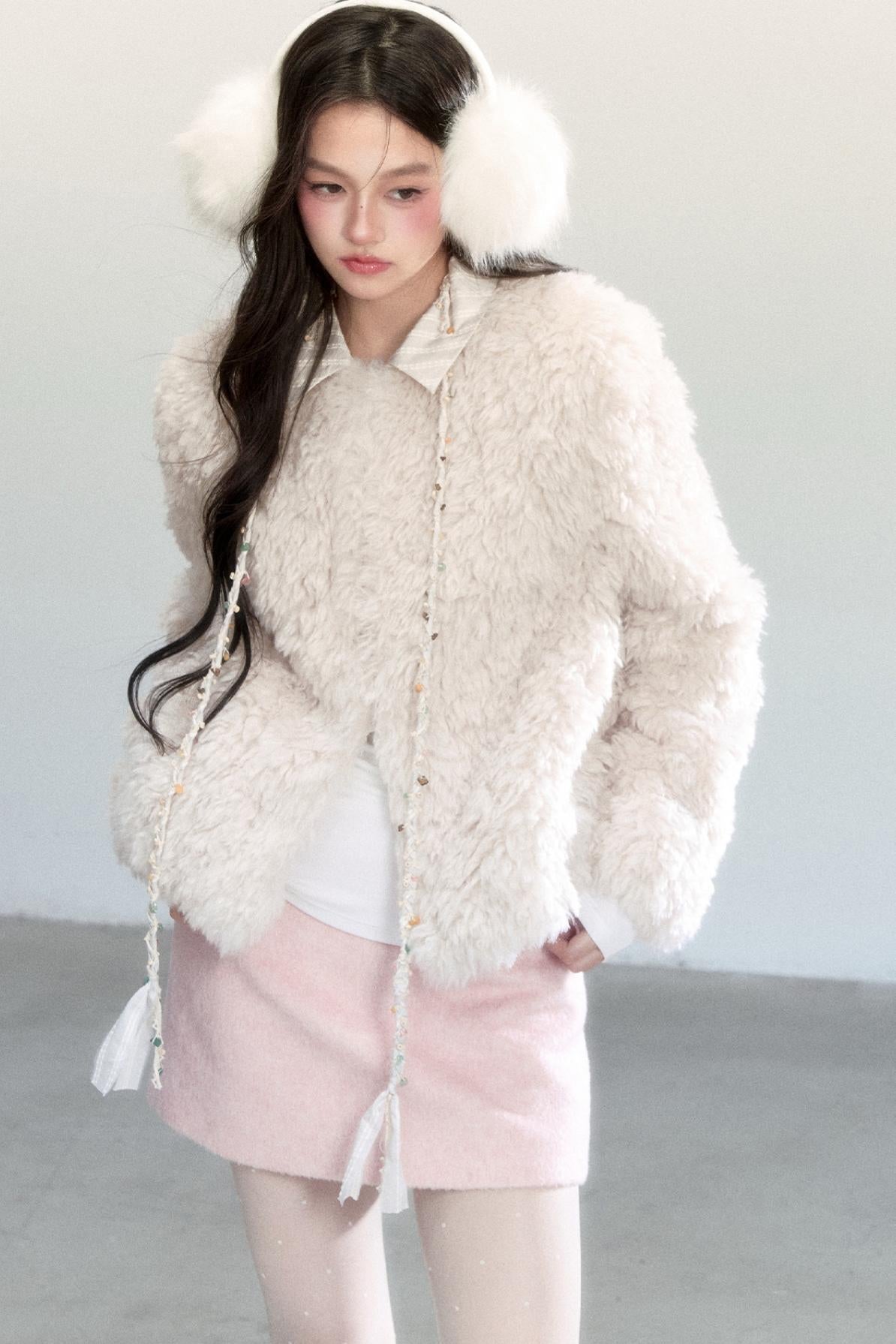 Pink Woolen A-Line Skirt