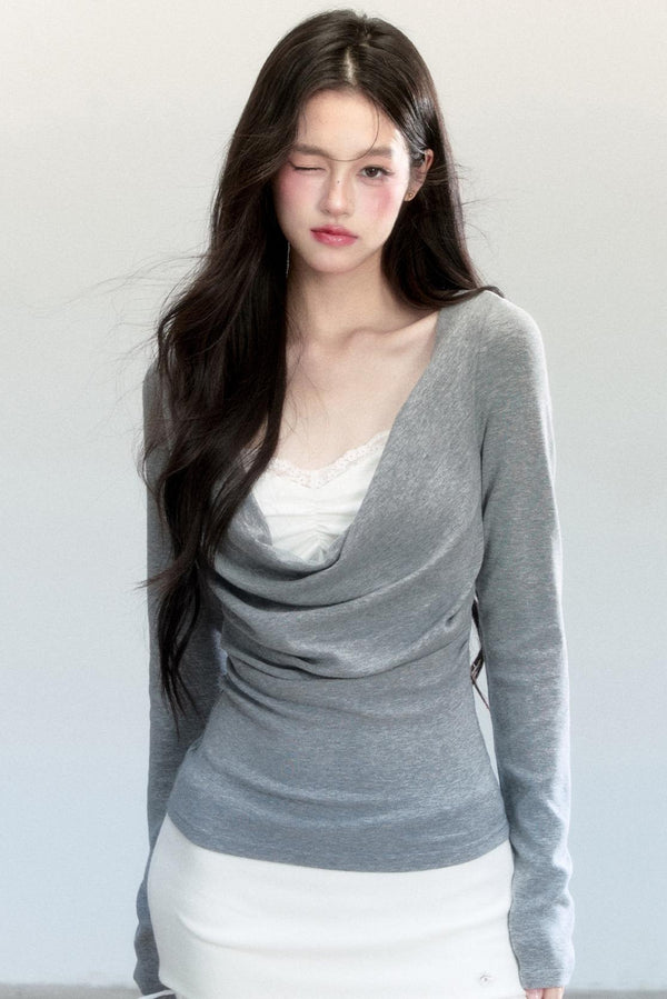 Fragile Gray Flower Swing Knitwear