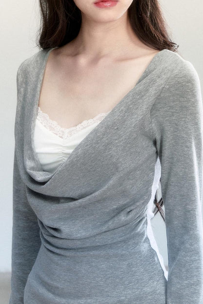 Fragile Gray Flower Swing Knitwear
