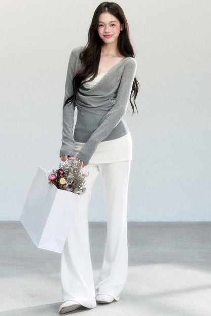 Fragile Gray Flower Swing Knitwear