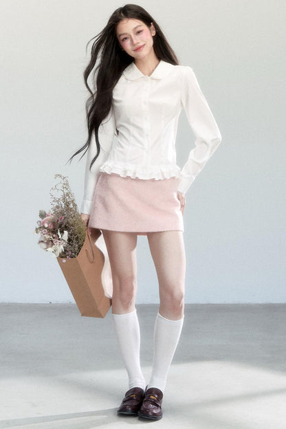 Pink Woolen A-Line Skirt