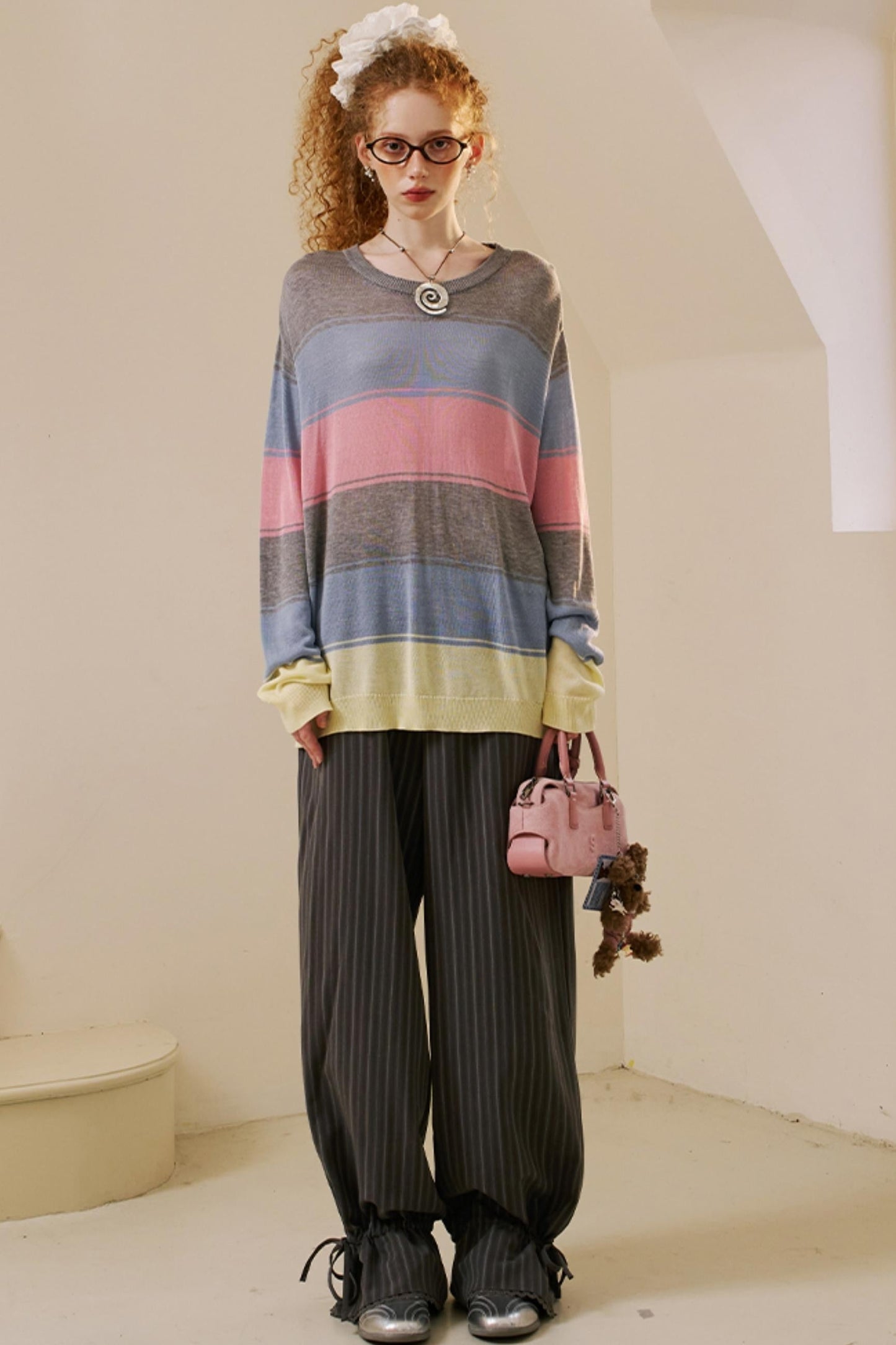 Striped Color Block Knit Top