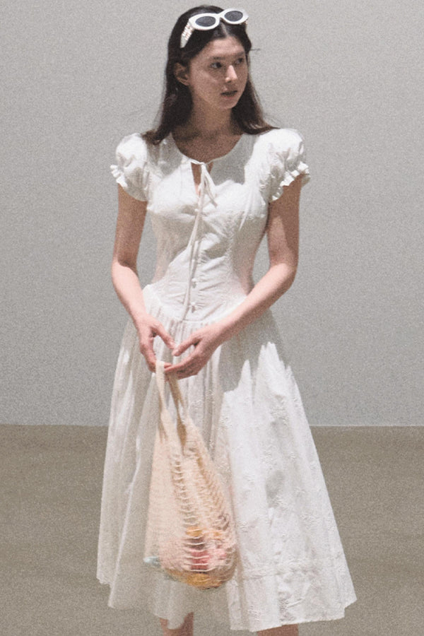 Lovefall Embroidered Cotton Tea Dress