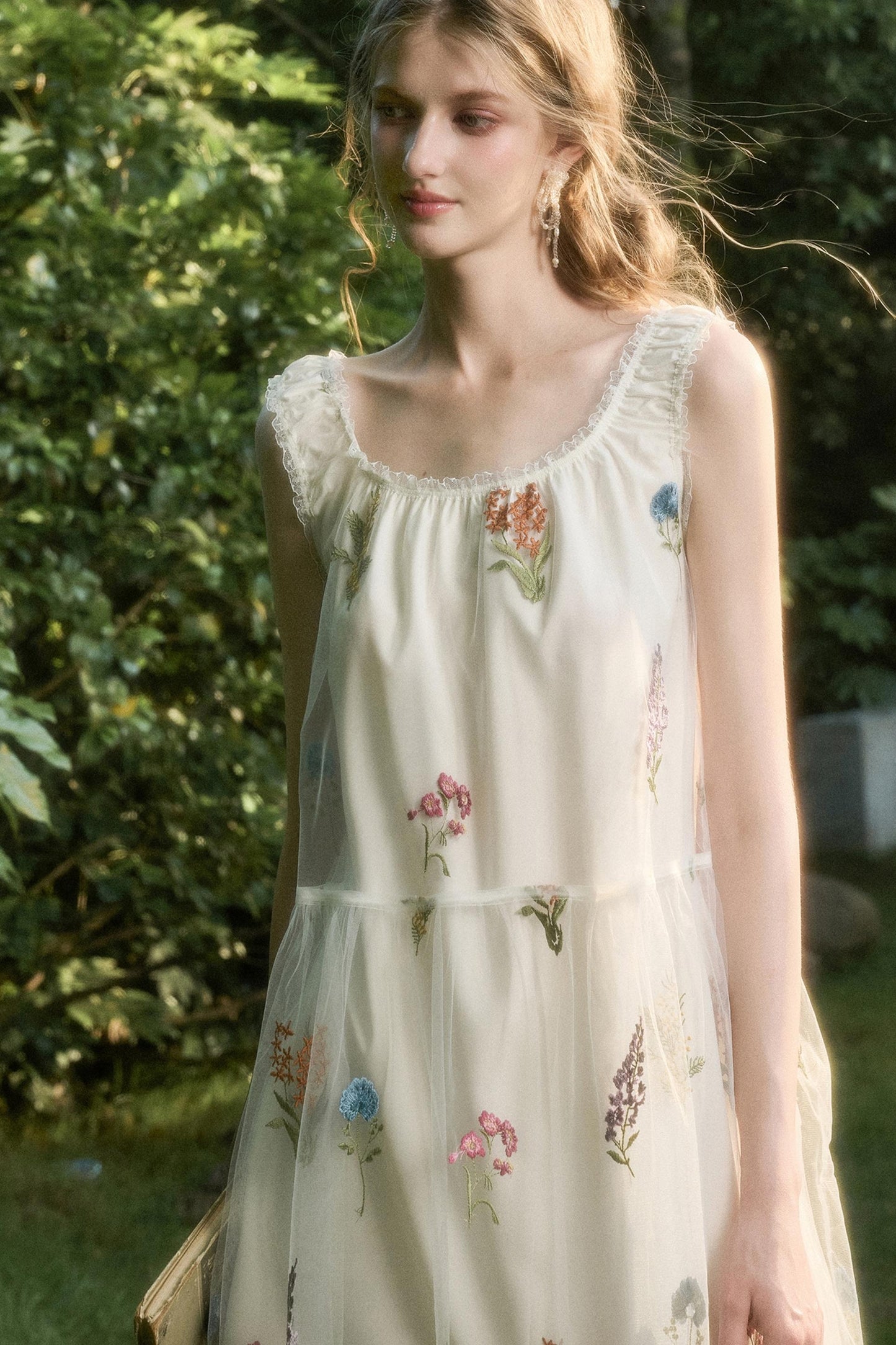 Light Sheer Floral Suspender Dress