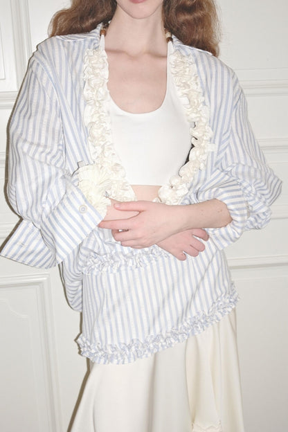 Striped Lace Half-Skirt