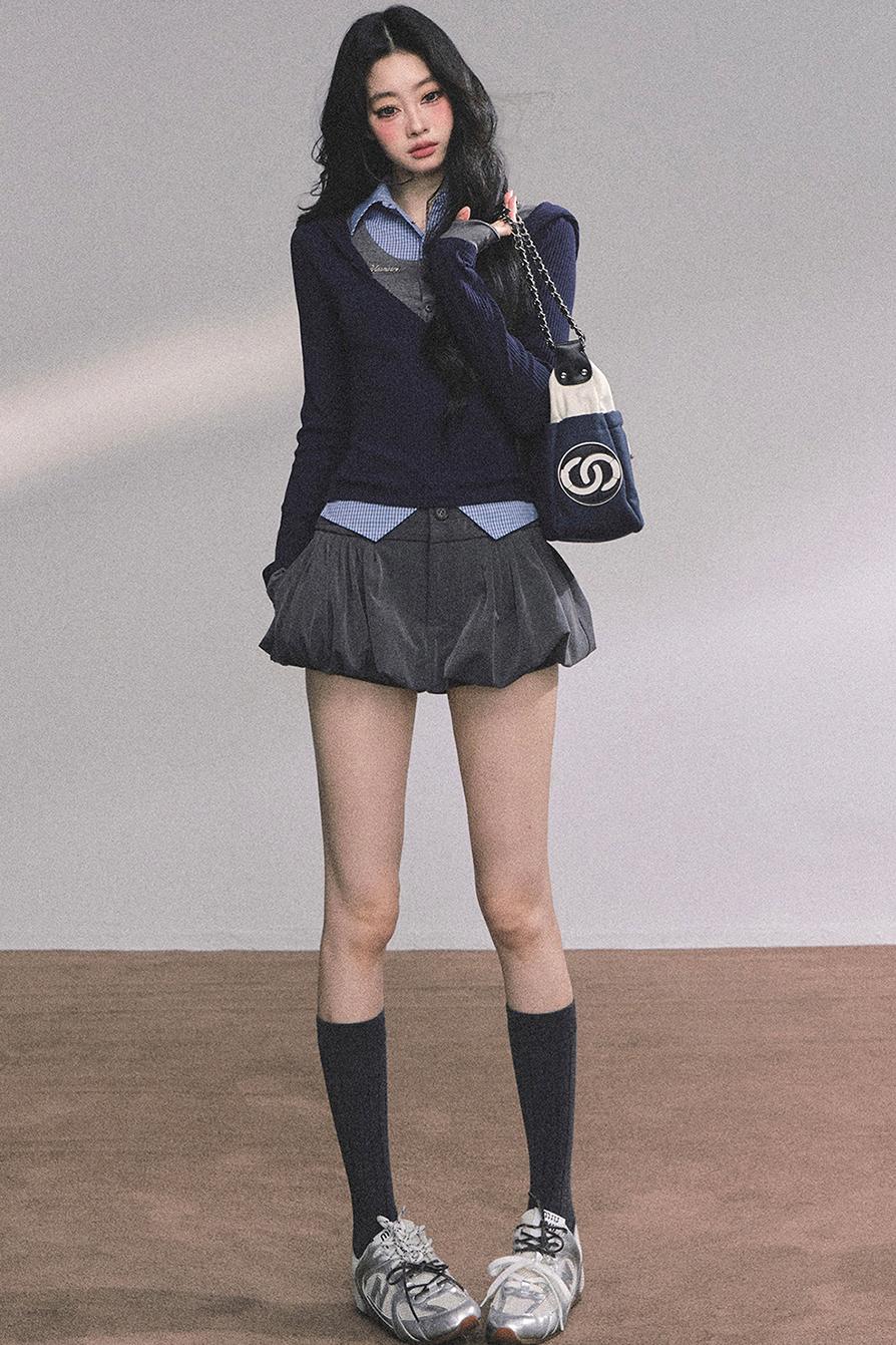 Autumn Plaid Knitted Polo Shirt