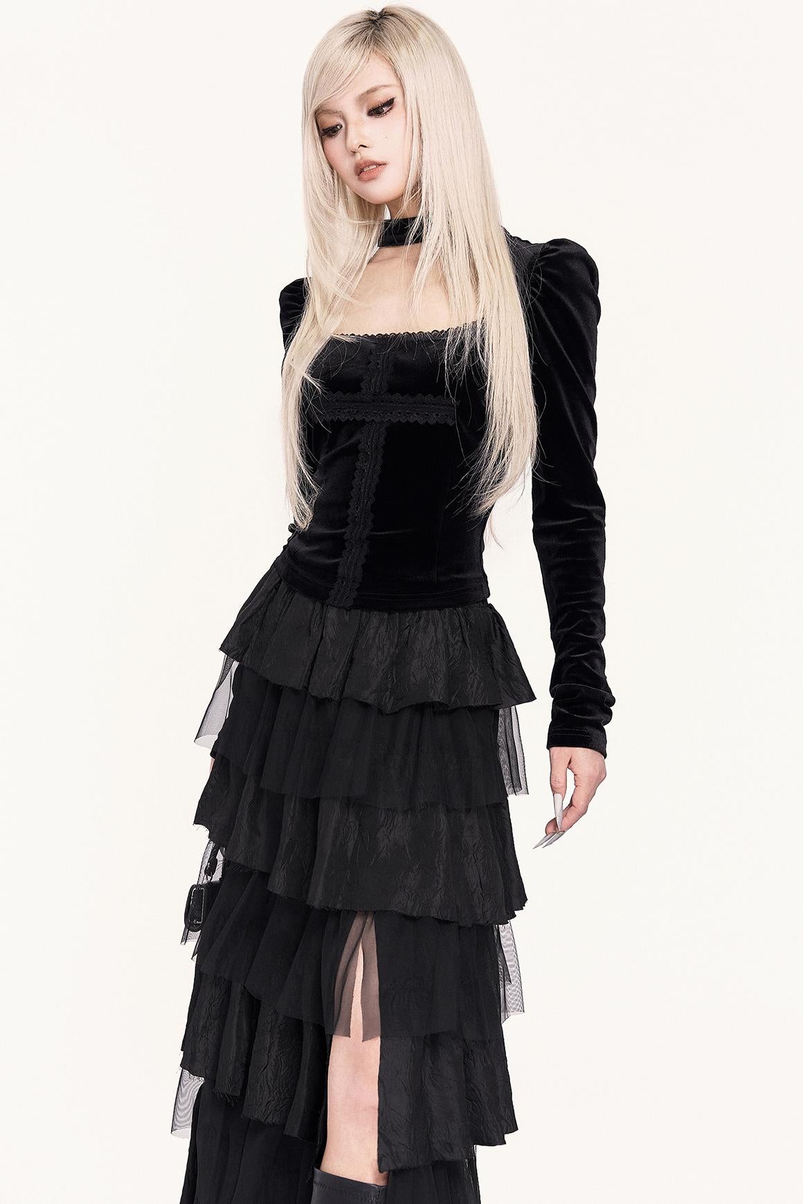 Gothic Lace Patchwork Top