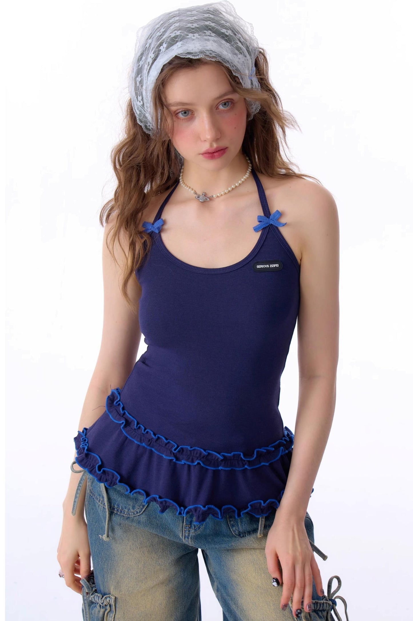 Cropped Knit Halterneck Vest