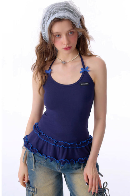 Cropped Knit Halterneck Vest