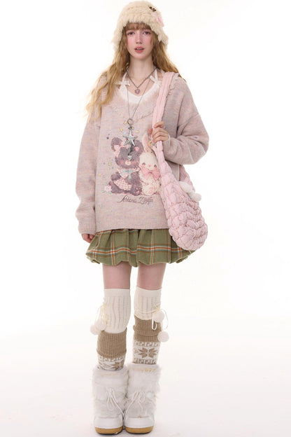 Green Plaid Woolen Skirt