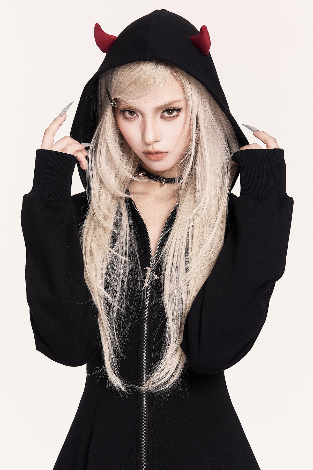 Dark Sweet Devil Hooded Dress Set-Up