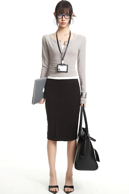 Gray Slim-Fit Two-Piece Top Set