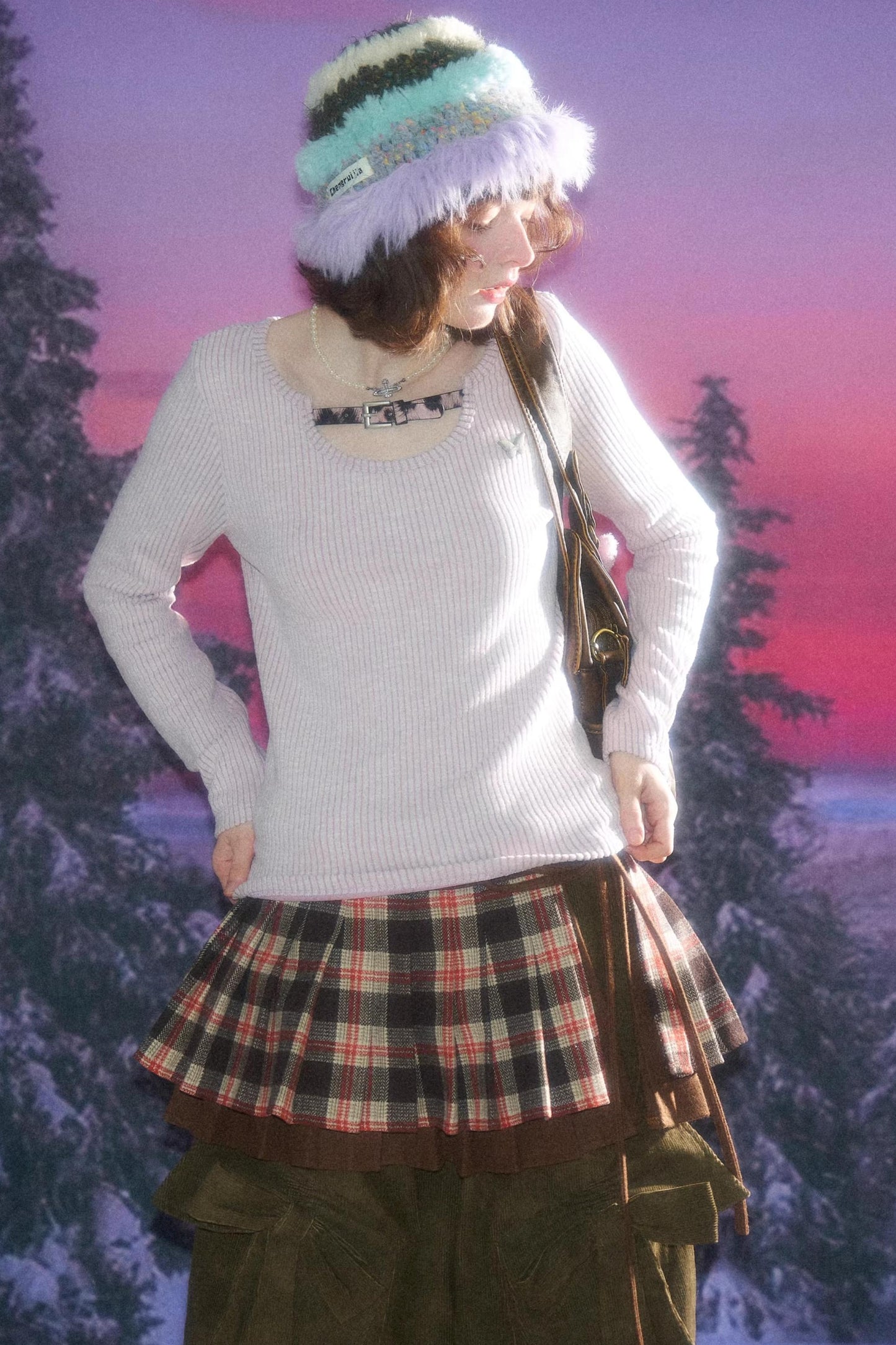 Design Leopard Print Long Sleeve Knit Shirt