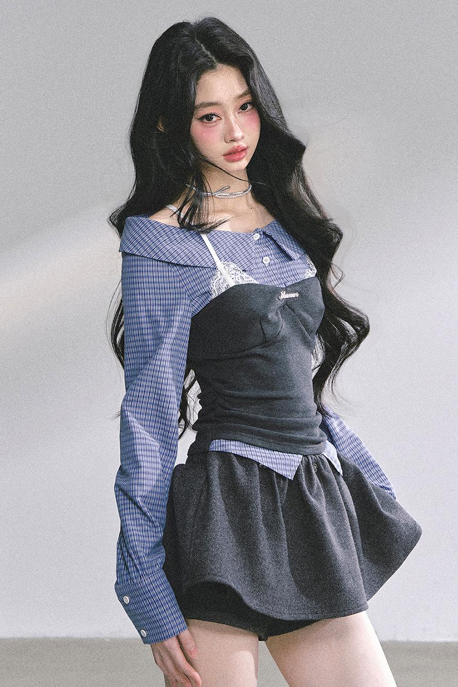 Oran Plaid Lace T-Shirt