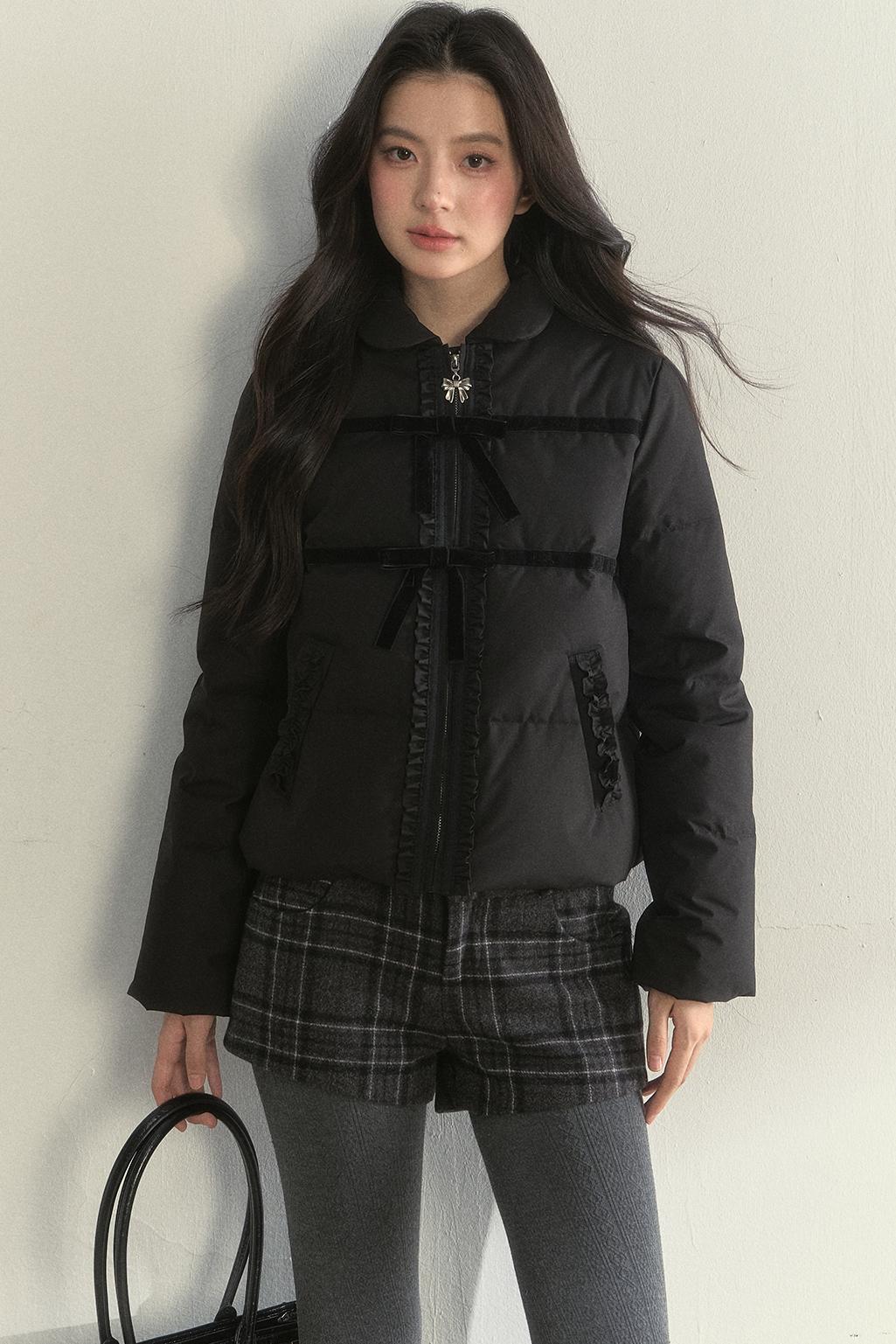 Velvet Bow-Knot Down Jacket