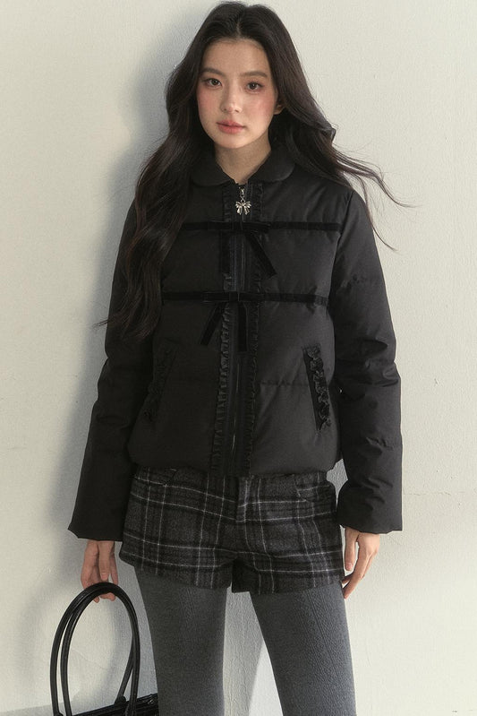 Velvet Bow-Knot Down Jacket