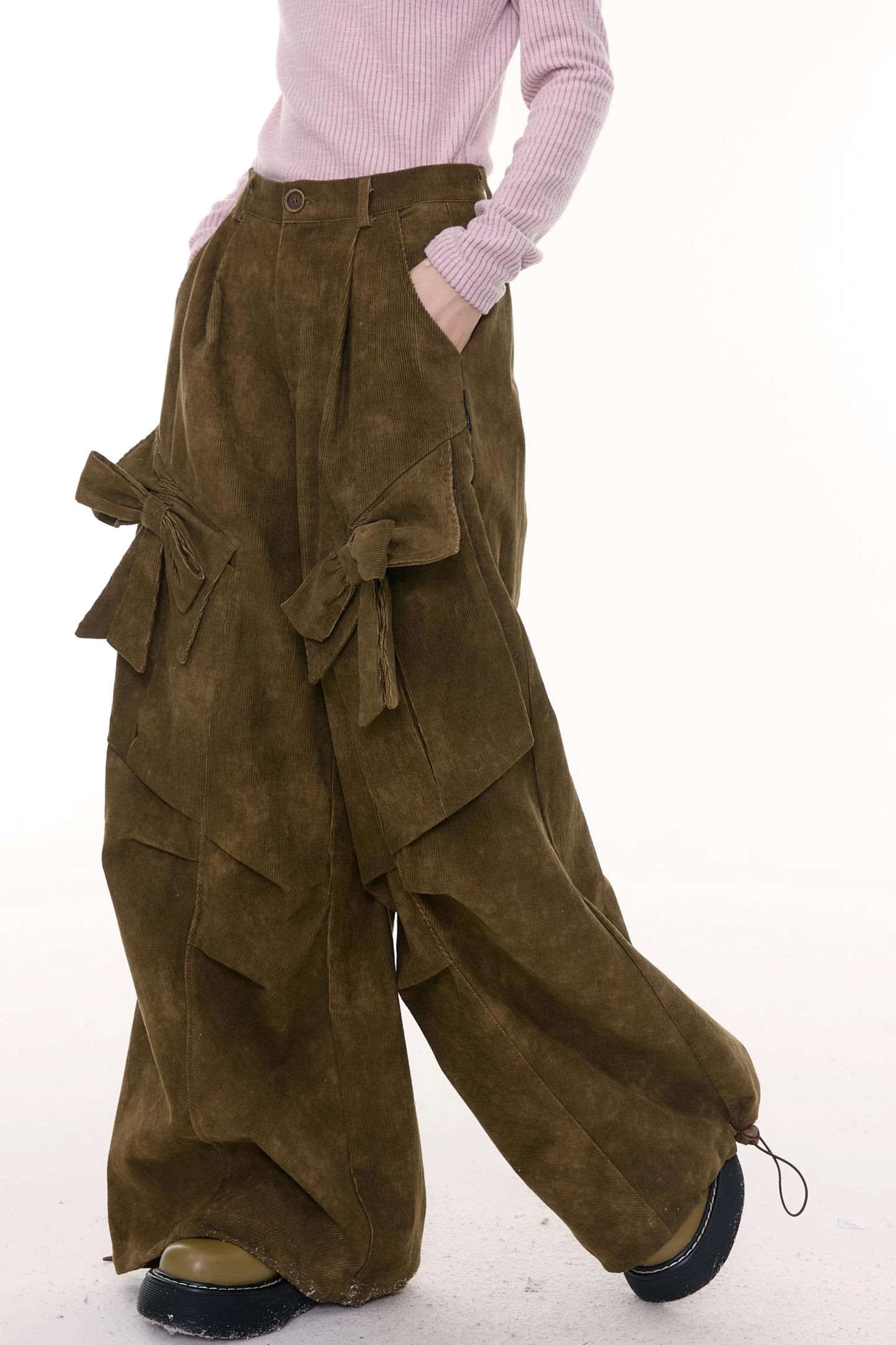 Autumn Retro Bow High Waist Slimming Trousers