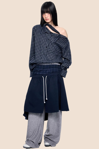 Tie-Up Structured Drape Pants