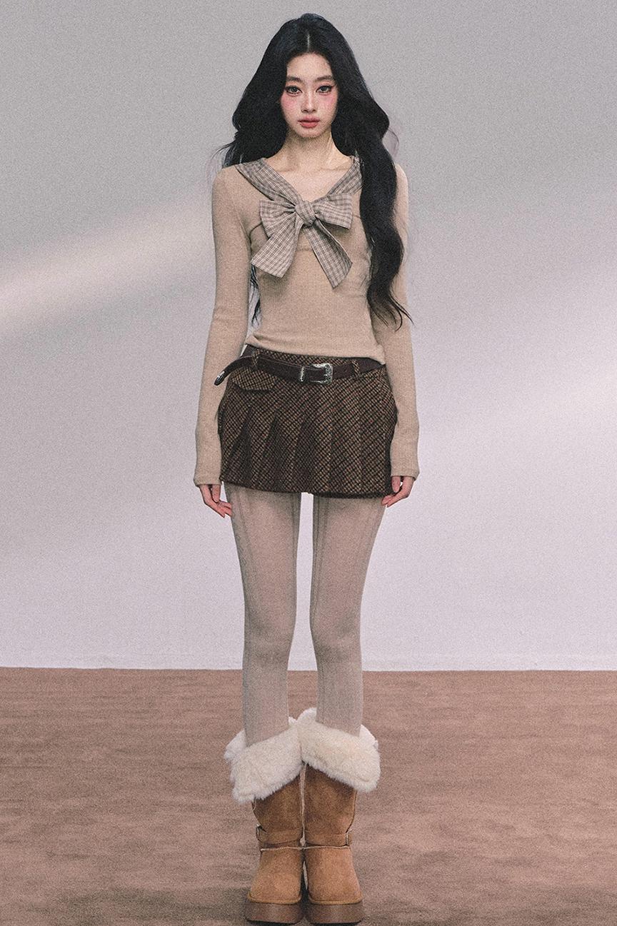 American Plaid Knitted T-Shirt