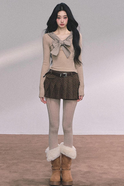 American Plaid Knitted T-Shirt