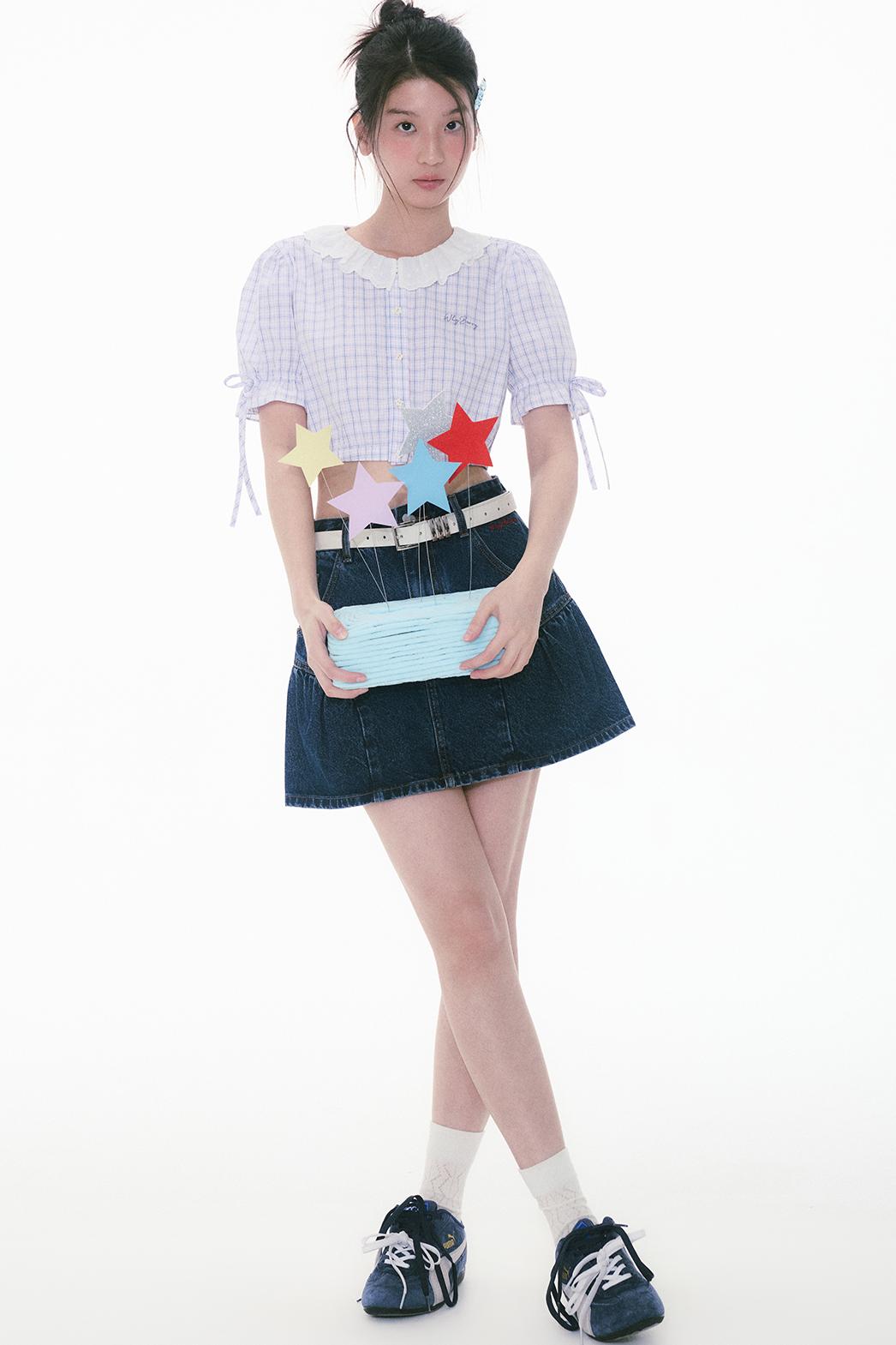 Lace Bubble Sleeve Blouse