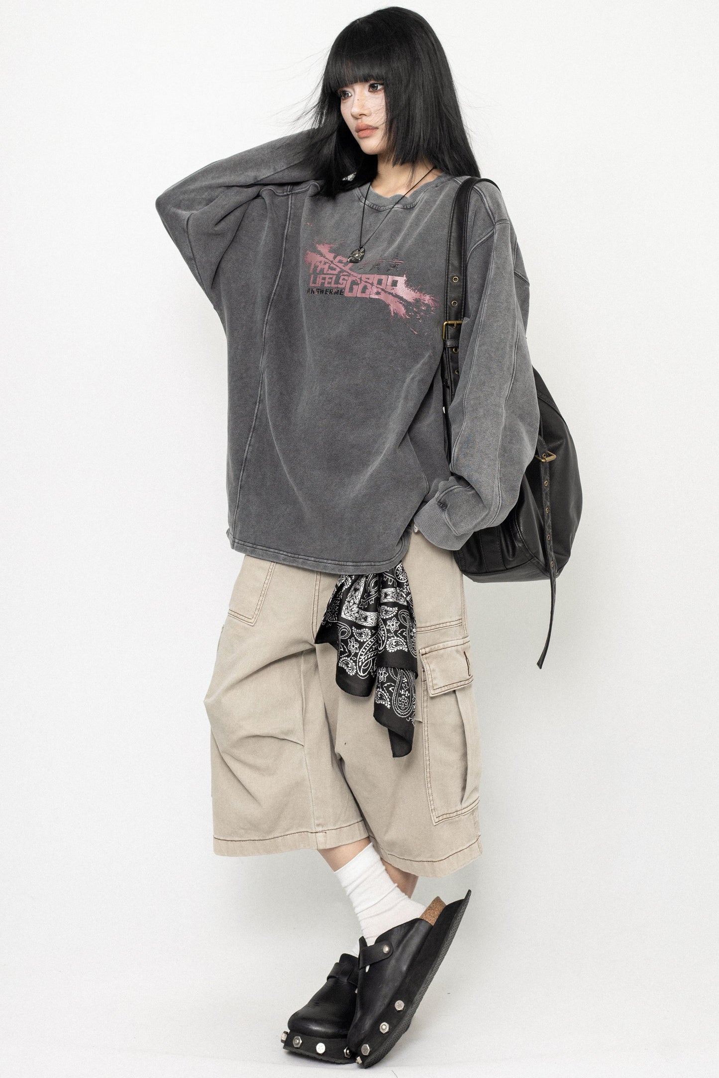 Vintage Wash Oversized Long Sleeve Tee