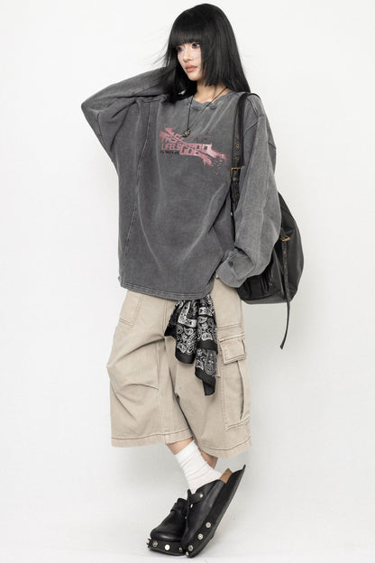 Vintage Wash Oversized Long Sleeve Tee