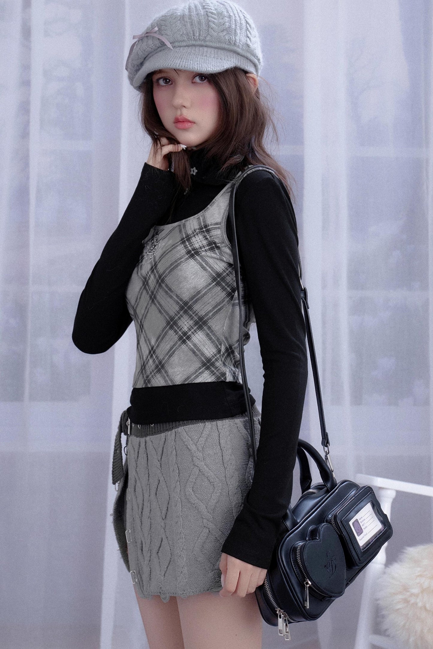 Gray Rhombus Sweater Skirt