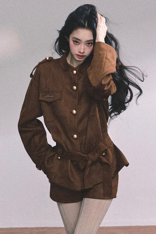 Golden Suede Womens Autumn Jacket Set-Up