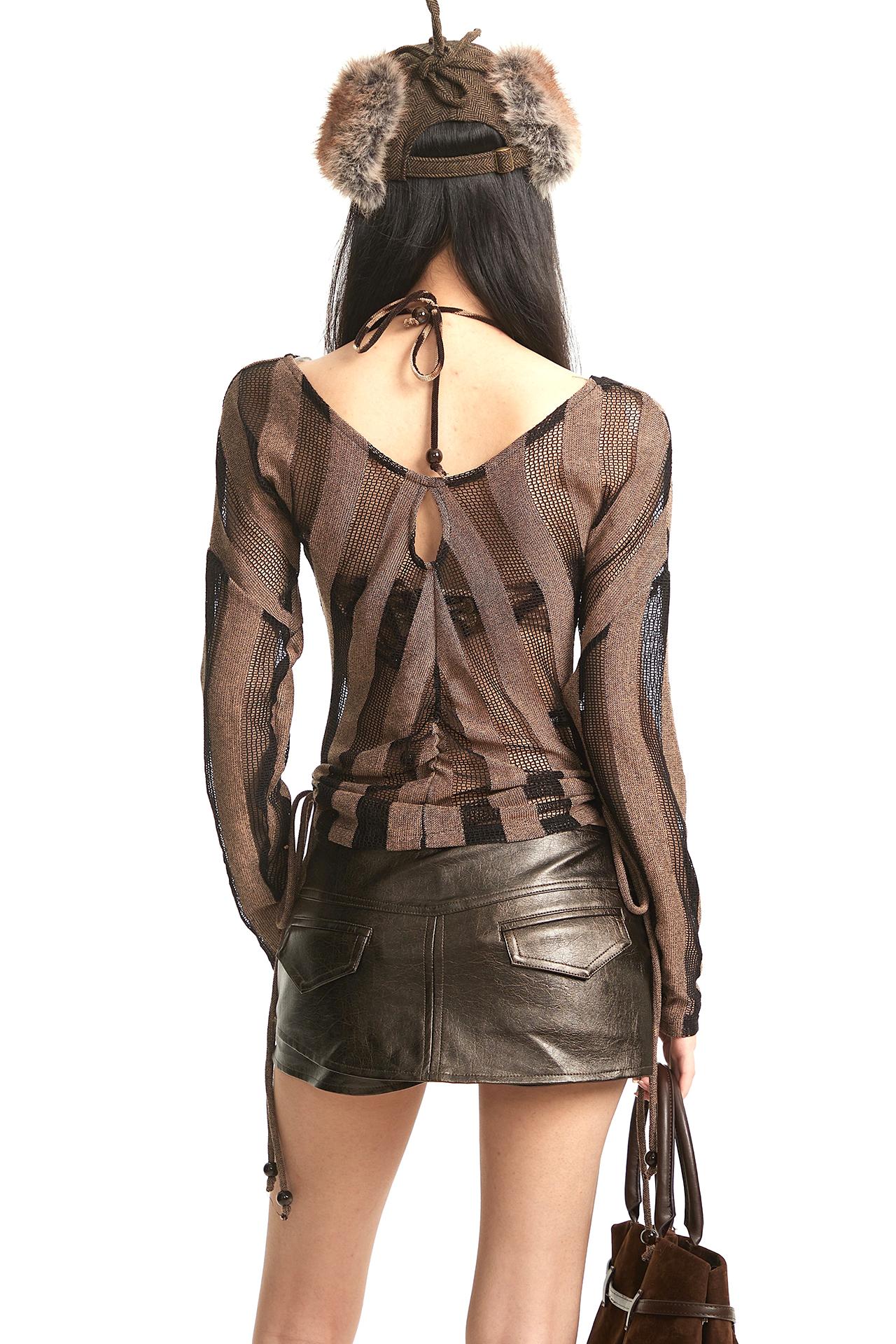 Wasteland Striped Mesh Cover-Up