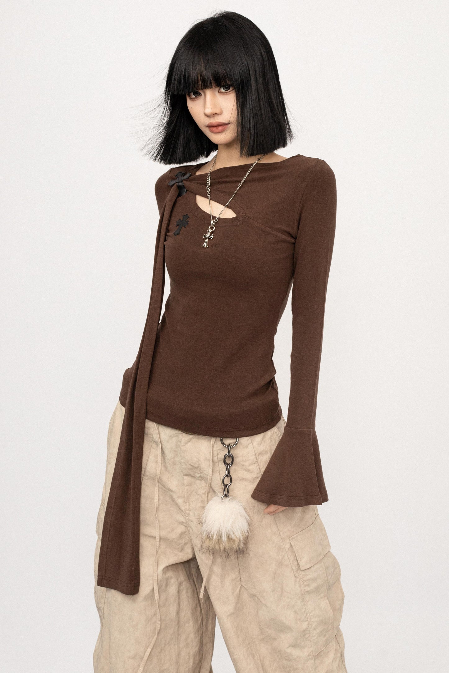 Retro Bell-Bottom Sleeve Top