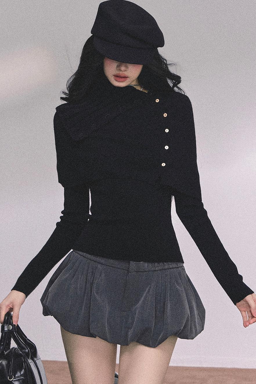 Korean Knit T-Shirt Shawl Set