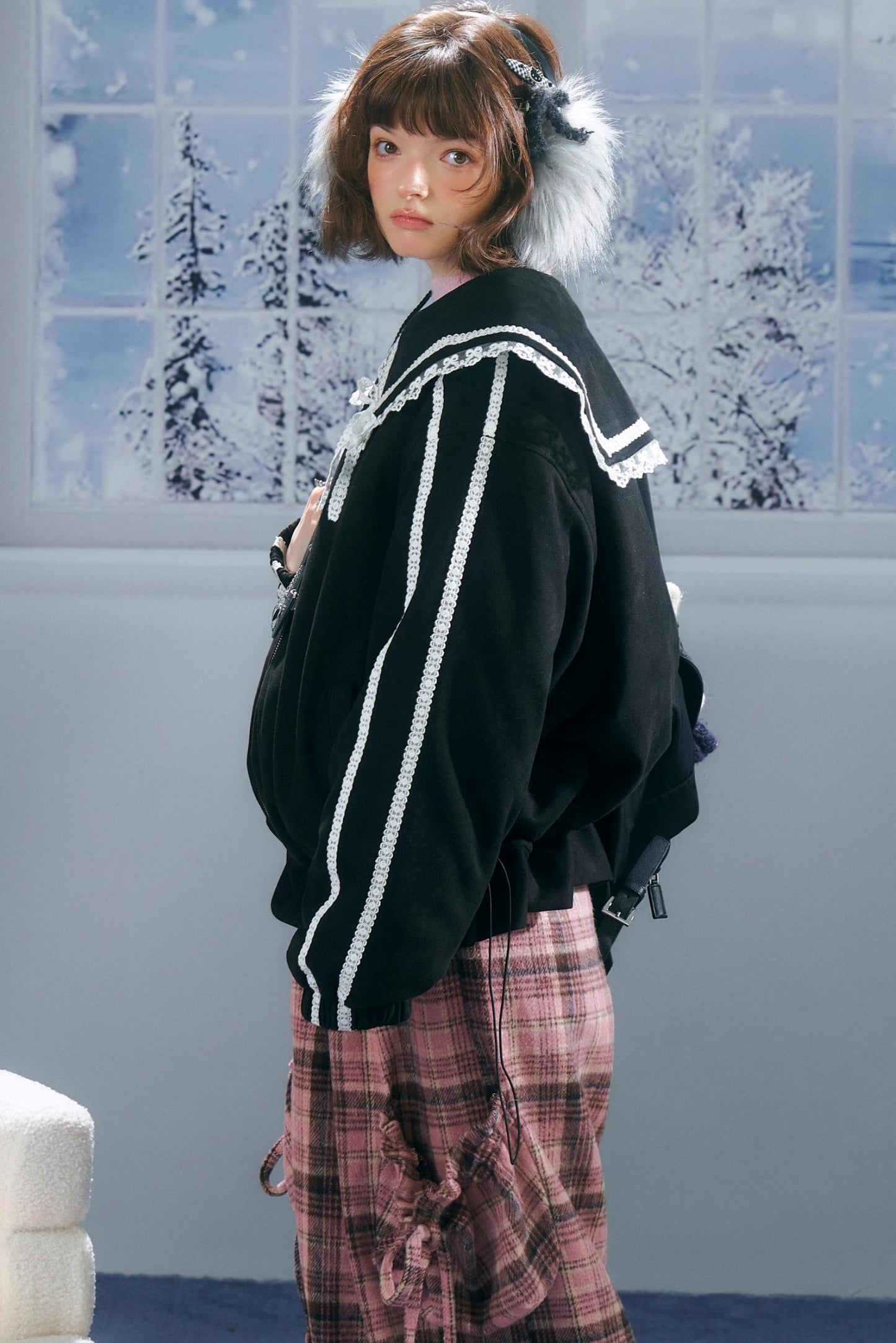 American Vintage Lace Splicing Cotton Jacket