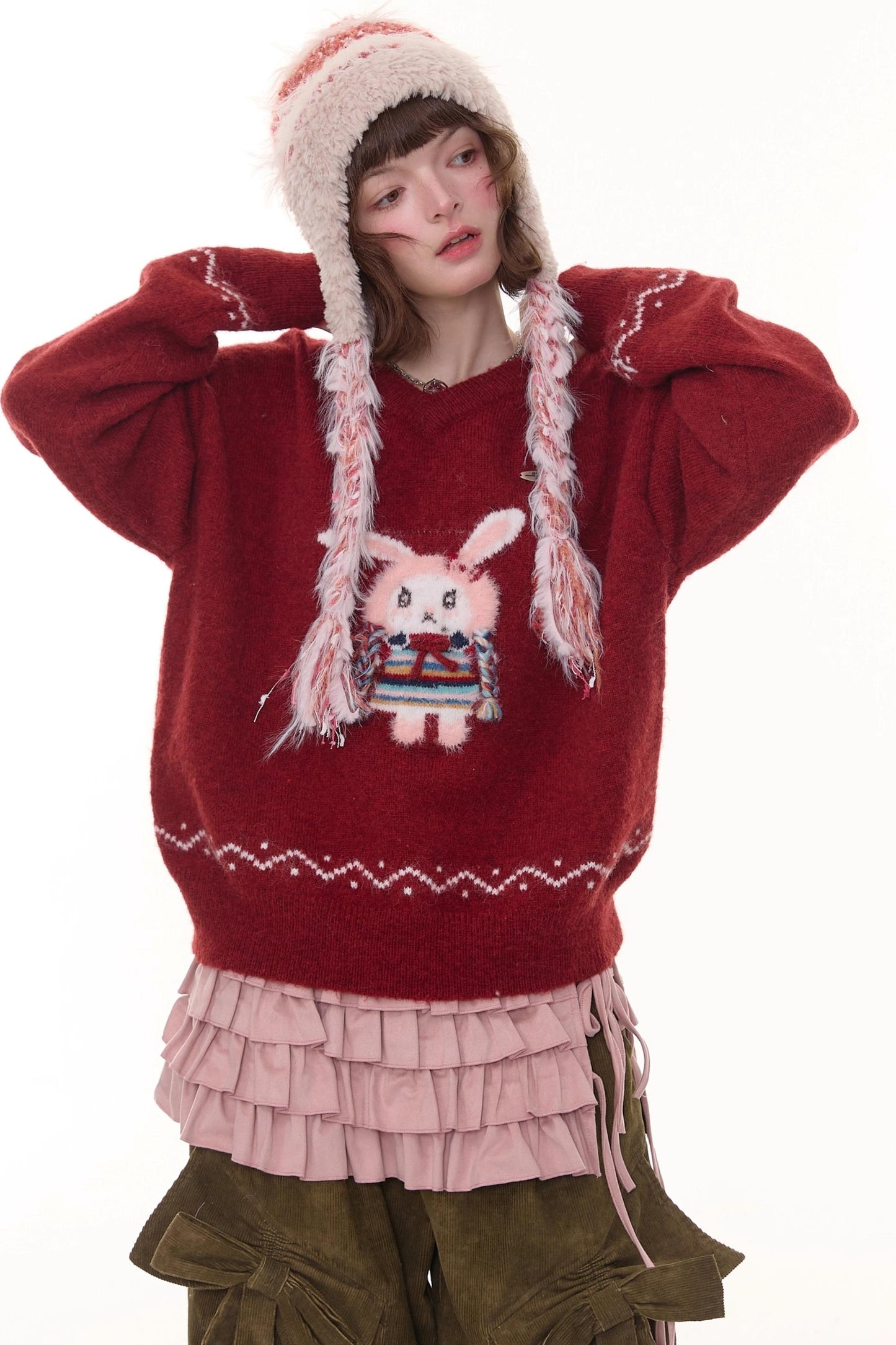 Soft Glutinous Lazy V-Neck Sweater