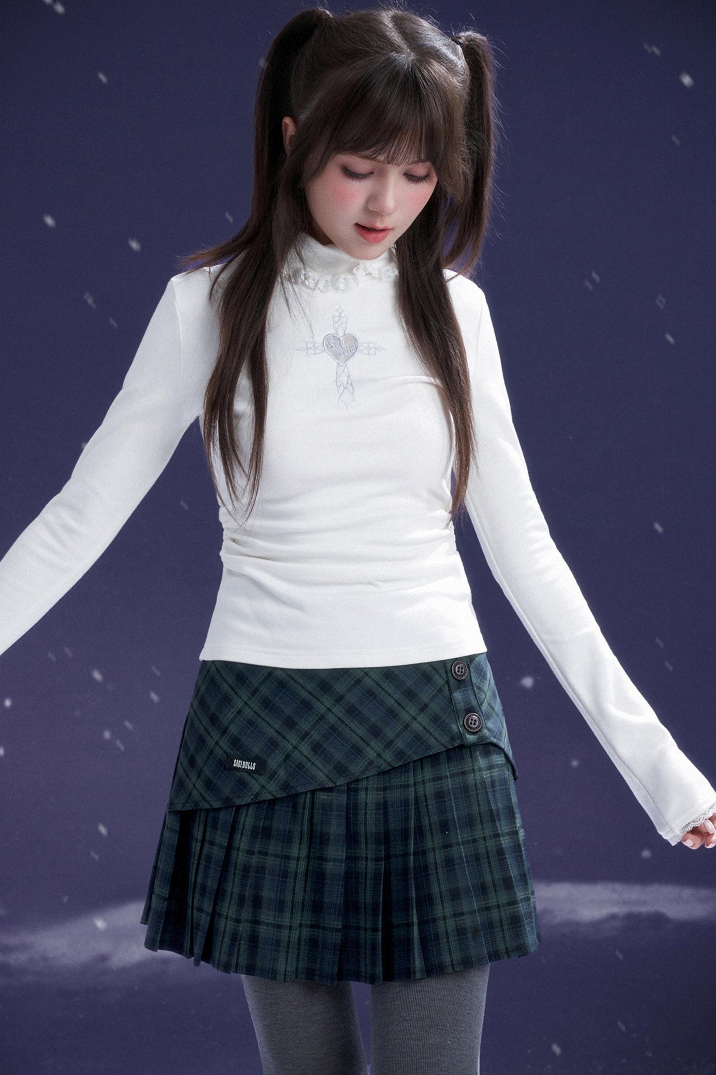 Romantic Green Pleated Skirt