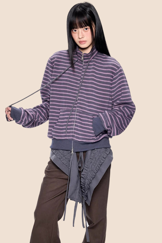 Striped Vintage Turtleneck Cardigan