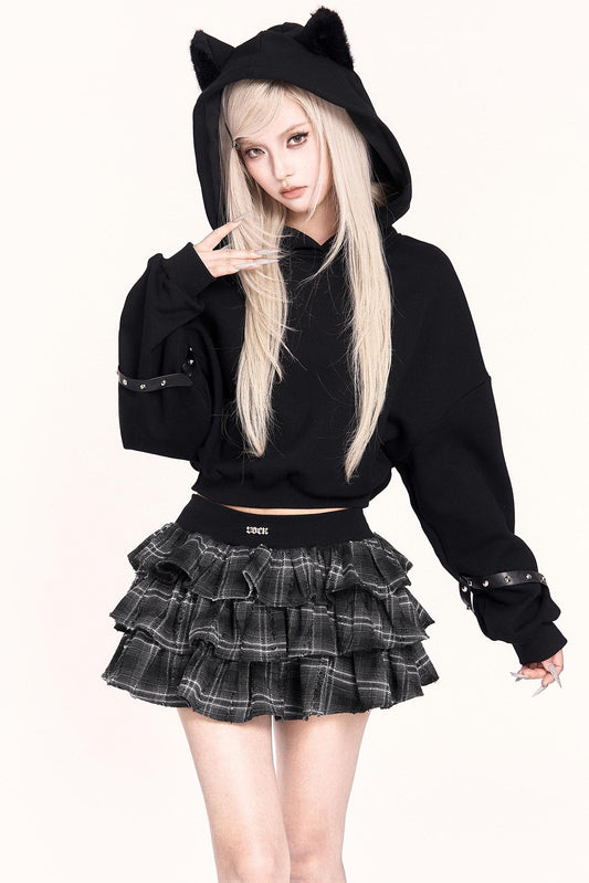 Black Cat Plush Hoodie