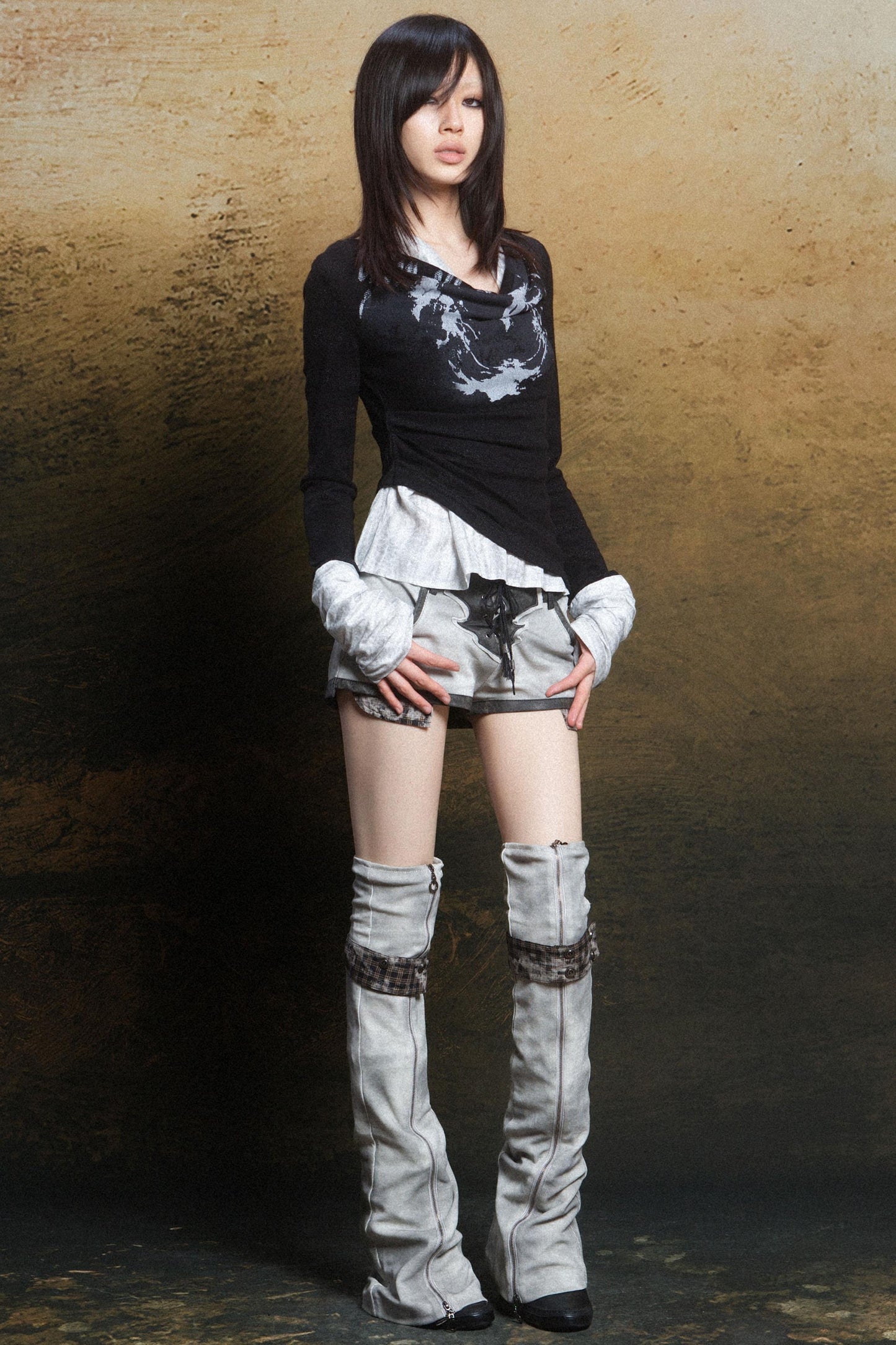 Punk Rebel Knit Two-Tone Neck Top