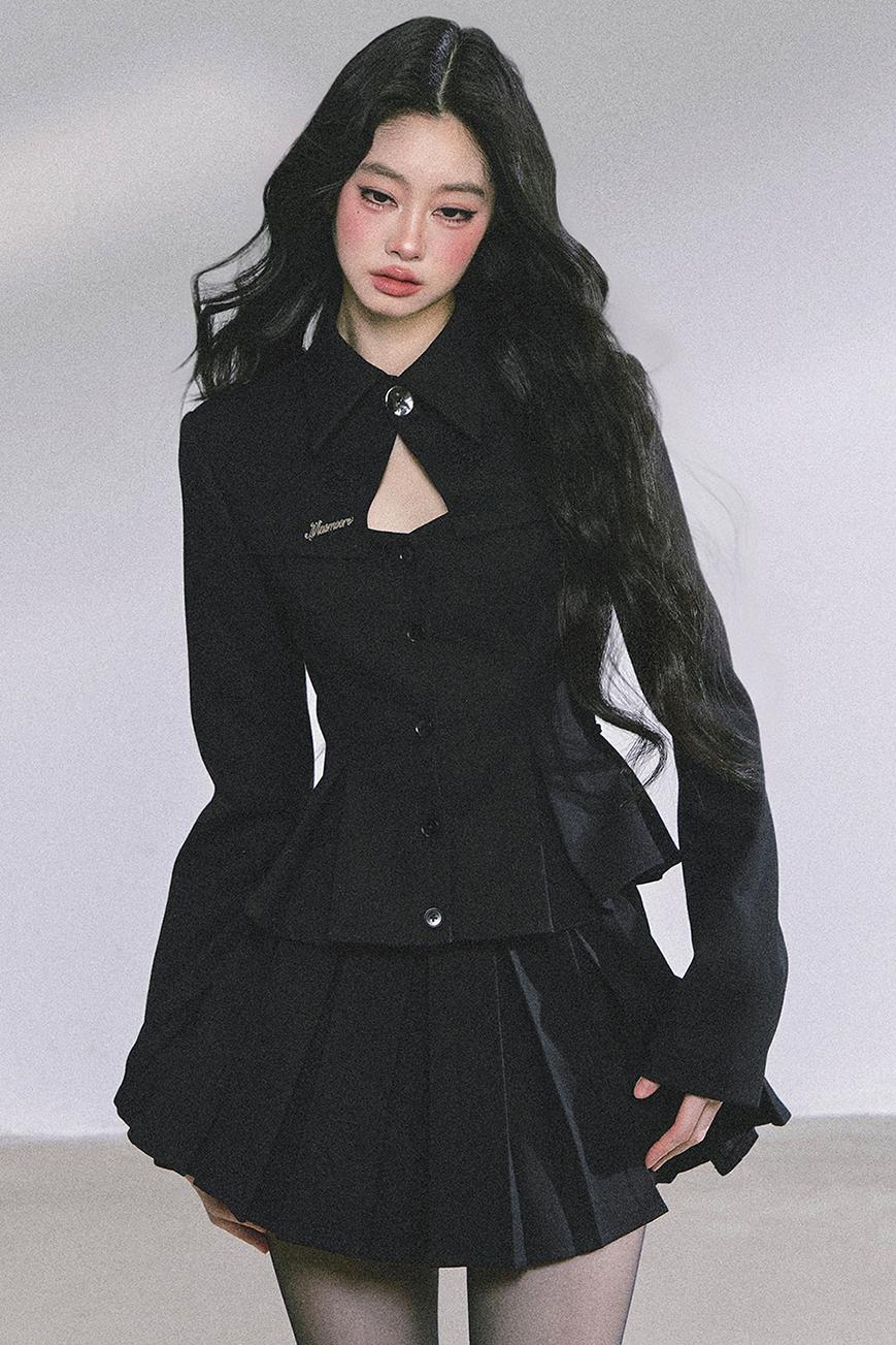 Gatsby Daughter Two-Piece Black Jacket Set-Up