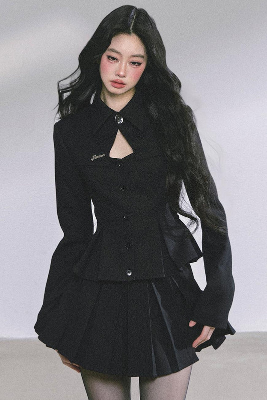 Gatsby Daughter Two-Piece Black Jacket Set-Up