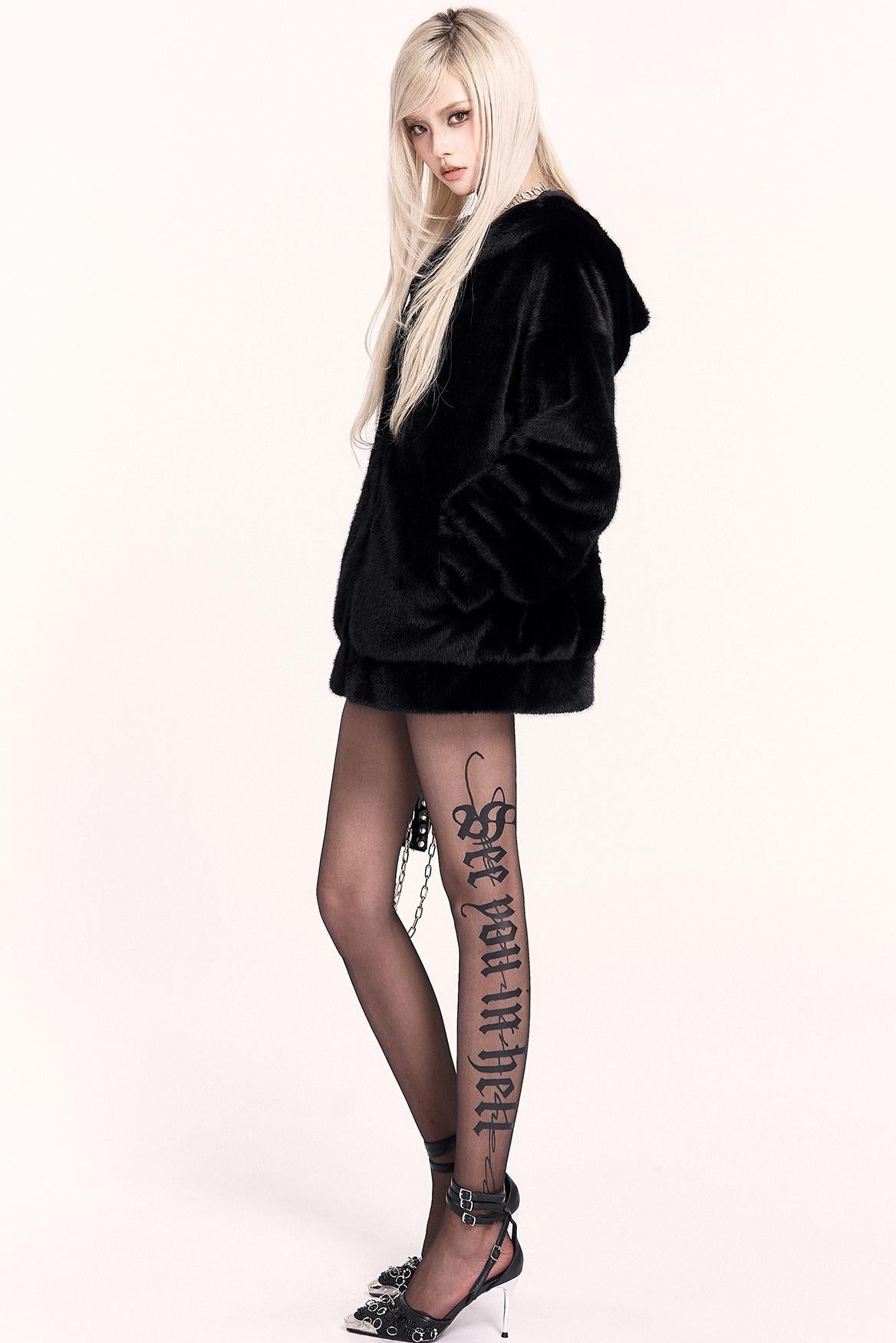 Dark Gothic Letters Slimming Pantyhose Sock