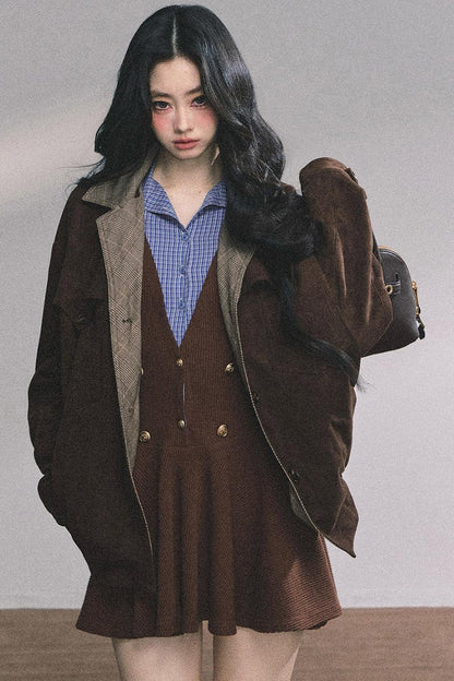 French Plaid Knitted Dress