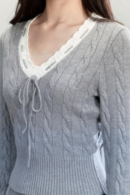 Warm Poetry Retro Waist Sweater Skirt Set-Up