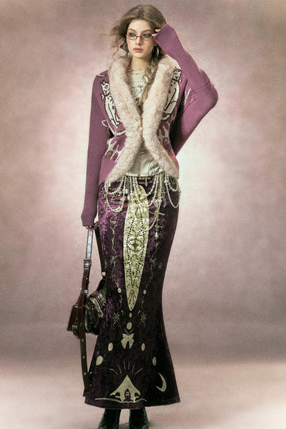 Faux Fox Fur Knit Cardigan