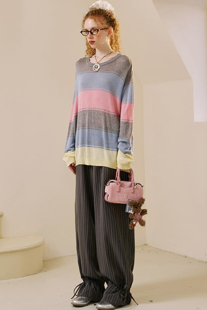 Striped Color Block Knit Top