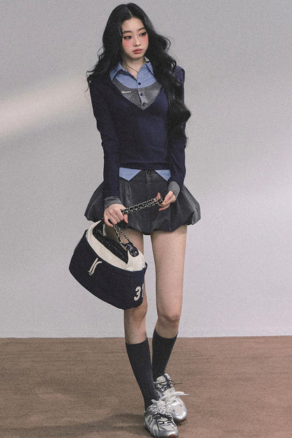 Autumn Plaid Knitted Polo Shirt